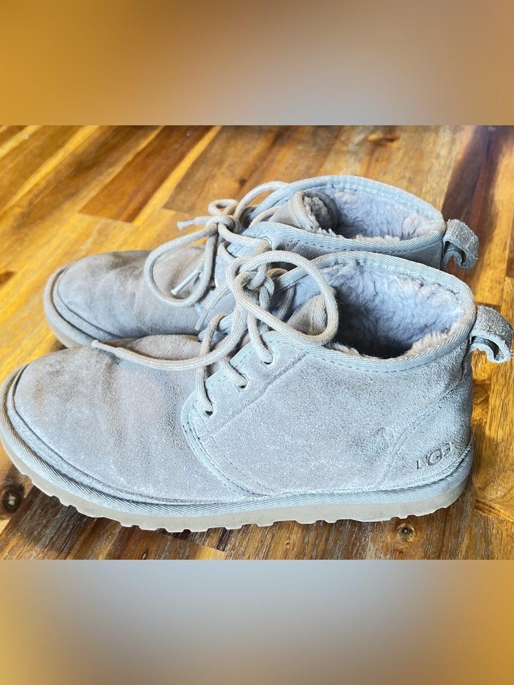 UGG Light Grey Suede Lace-Up Boots